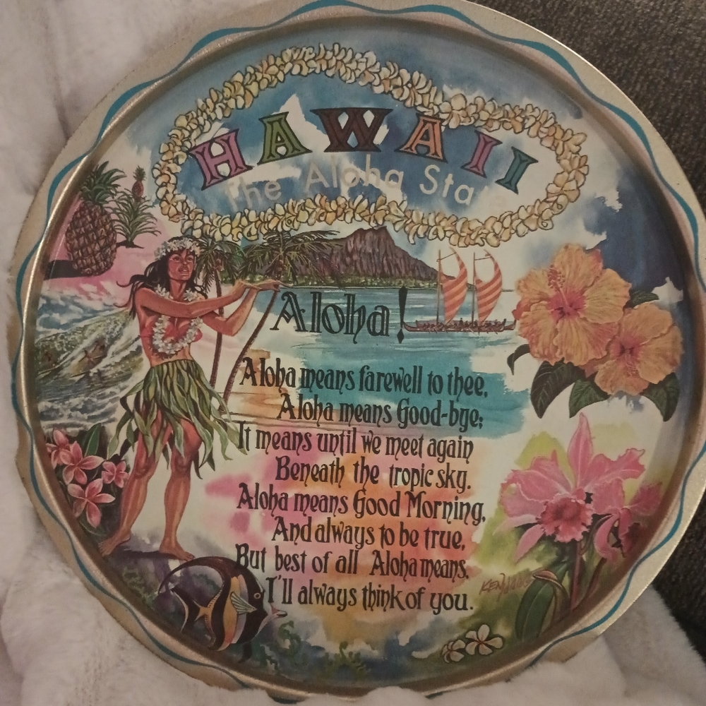 STUNNING MCM Vintage Condition Hawaii Aloha Platter